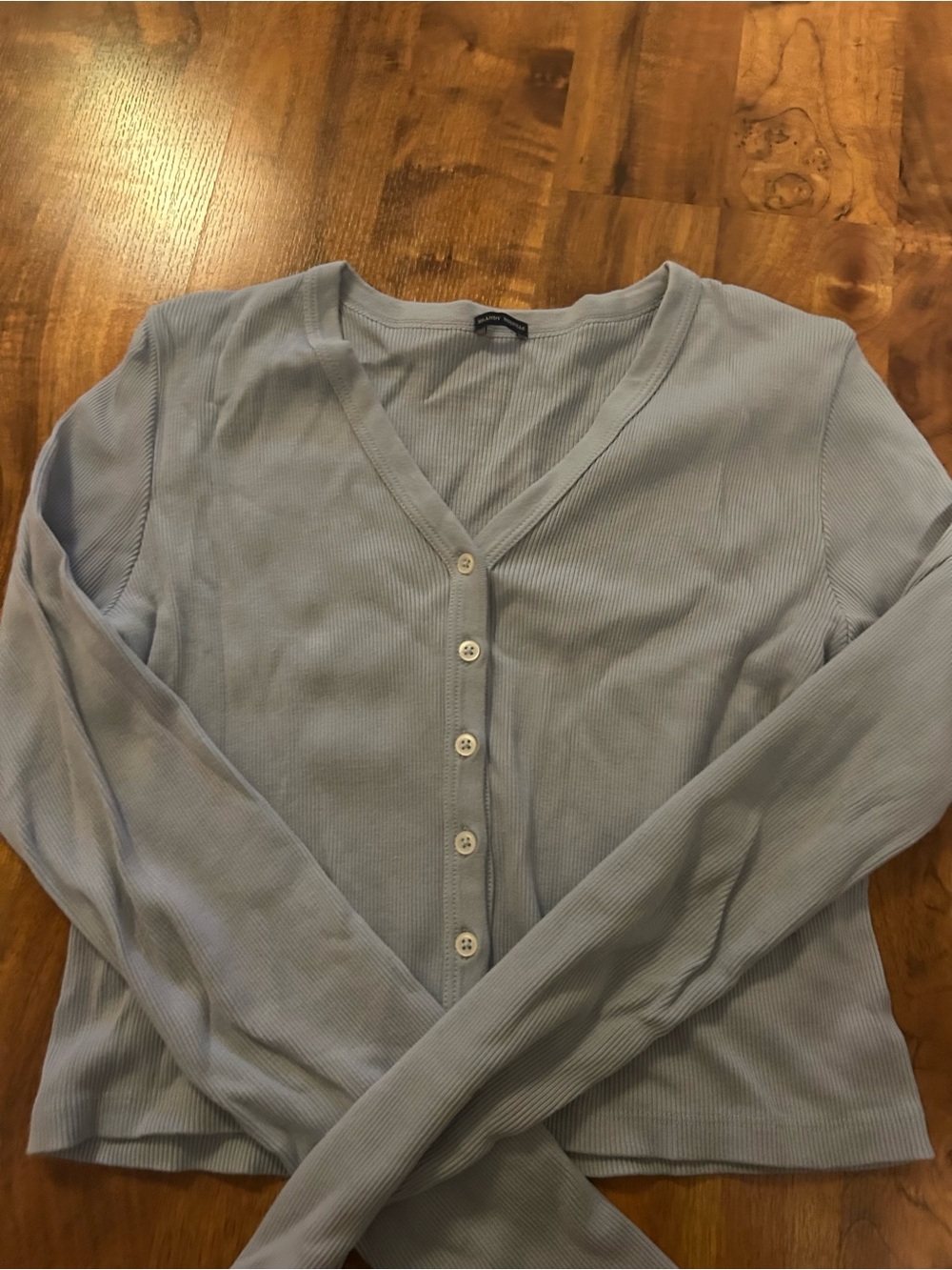 Brandy Melville Light Blue Ribbed V-Neck Button Cardigan